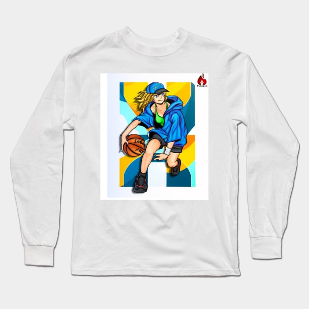 Anime Female Basketball Player Long Sleeve T-Shirt by Pyropen